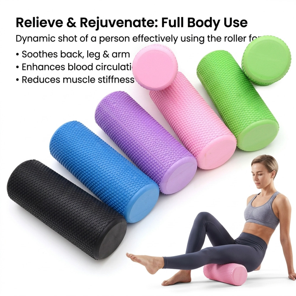 Yoga Fitness World - أسطوانة رغوية لليوجا بطول 30/45 سم،